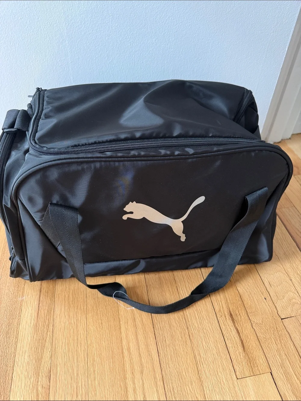 Puma Black Duffel Bag with Cream Puma Logo